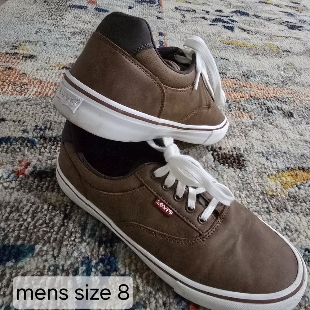 Only Worn Once, Levi's Men's Brown and White Sneakers